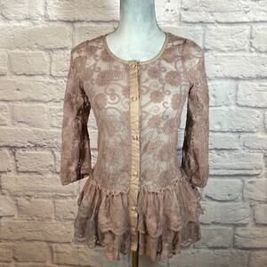 A’reve embroidered lace tiered blouse